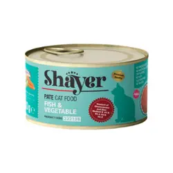 کنسرو غذای گربه شایر پته با طعم ماهی و سبزیجات Shayer Pate Cat Food Fish & Vegetables وزن 200 گرم