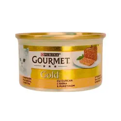 کنسرو غذای گربه گورمت با طعم گوشت بوقلمون Gourmet Gold Mousse with Turkey وزن 85 گرم