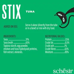 بستنی گربه شسیر با طعم ماهی تن Schesir Stix Tuna Flavour Cream Snacks بسته 6 عددی
