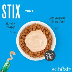 بستنی گربه شسیر با طعم ماهی تن Schesir Stix Tuna Flavour Cream Snacks بسته 6 عددی