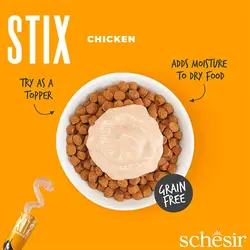 بستنی گربه شسیر با طعم مرغ Schesir Stix Chicken Flavour Cream Snacks بسته 6 عددی