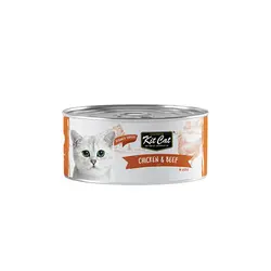 کنسرو غذا گربه کیت کت با طعم مرغ و گوشت گاو Kit Cat Canned Food With Chicken & Beef Topper وزن 80 گرم