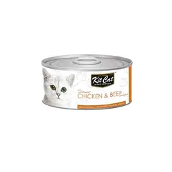 کنسرو غذا گربه کیت کت با طعم مرغ و گوشت گاو Kit Cat Canned Food With Chicken & Beef Topper وزن 80 گرم