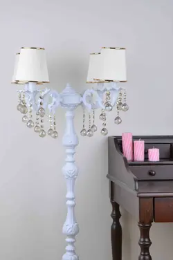 آباژور سالنی پیچک 4 شاخه با آویز کریستال