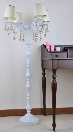 آباژور سالنی پیچک 4 شاخه با آویز کریستال