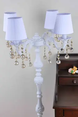 آباژور سالنی پیچک 4 شاخه با آویز کریستال شامپاینی