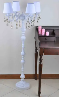 آباژور سالنی پیچک 4 شاخه با آویز کریستال شامپاینی