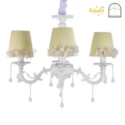 لوستر فلزی پارمیدا 3 شاخه با آویز اشکی و رولامپی بابوس