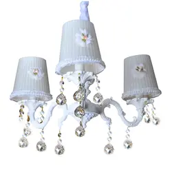 لوستر فلزی پارمیدا 3 شاخه با آویز کریستال و رولامپی گلایل
