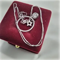 گردنبند ایتالیایی بلند - آویز نقره | حلقه و ستاره ✅