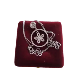 گردنبند دخترانه نقره شیک و خاص جدید طرح طلا سفید ✅