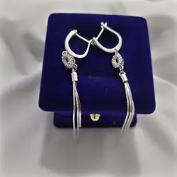 گوشوار بلند – ایتالیایی -دخترانه شیک – نقره طلاسفید✅