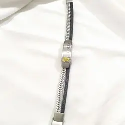 خرید دستبند اسپرت - چرم و استیل سفید | بی نظیر ✅