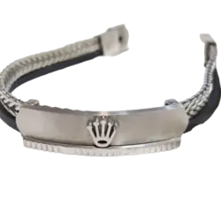 خرید دستبند استیل و چرم مردانه رولکس | کادویی ✅