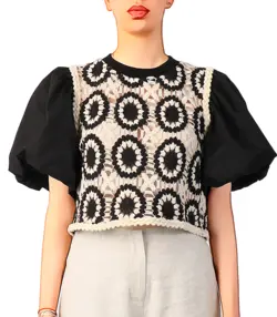 بلوز مکرومه آستین پفی  1031030