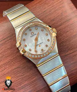 ساعت مچی زنانه امگا کانسلیشن صفحه صدف رزگلد قاب نگین OMEGA CONSTELLATION 4215 - فروشگاه ساعت مستر اسپشیال