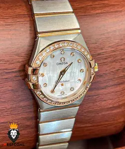 ساعت مچی زنانه امگا کانسلیشن صفحه صدف رزگلد قاب نگین OMEGA CONSTELLATION 4215 - فروشگاه ساعت مستر اسپشیال