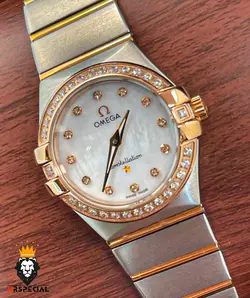 ساعت مچی زنانه امگا کانسلیشن صفحه صدف رزگلد قاب نگین OMEGA CONSTELLATION 4215 - فروشگاه ساعت مستر اسپشیال