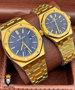 ساعت مچی ست اودمار پیگه تک موتوره طلایی صفحه ابی 2215 AUDEMARS PIGUET ROYAL - فروشگاه ساعت مستر اسپشیال