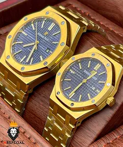 ساعت مچی ست اودمار پیگه تک موتوره طلایی صفحه ابی 2215 AUDEMARS PIGUET ROYAL - فروشگاه ساعت مستر اسپشیال