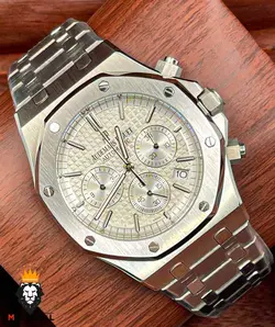 ساعت مچی مردانه اودمار پیگه کرنوگراف استیل صفحه سفید AUDEMARS PIGUET ROYAL 4418 - فروشگاه ساعت مستر اسپشیال