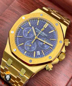 ساعت مچی مردانه اودمار پیگه کرنوگراف طلایی صفحه ابی AUDEMARS PIGUET ROYAL 4414 - فروشگاه ساعت مستر اسپشیال