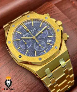 ساعت مچی مردانه اودمار پیگه کرنوگراف طلایی صفحه ابی AUDEMARS PIGUET ROYAL 4414 - فروشگاه ساعت مستر اسپشیال