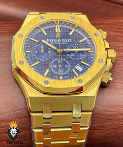 ساعت مچی مردانه اودمار پیگه کرنوگراف طلایی صفحه ابی AUDEMARS PIGUET ROYAL 4414 - فروشگاه ساعت مستر اسپشیال