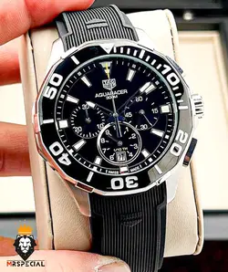 ساعت مچی مردانه تگ هویر بند رابر مشکی 01117 TAG HEUER AQUA RACER - فروشگاه ساعت مستر اسپشیال