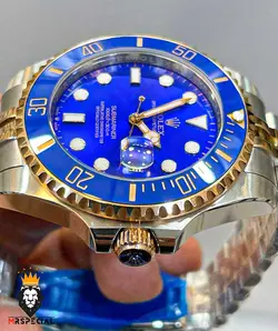 ساعت مچی مردانه رولکس ساب مارینر صفحه ابی استیل دو رنگ رزگلد 01027 Rolex Sub mariner - فروشگاه ساعت مستر اسپشیال