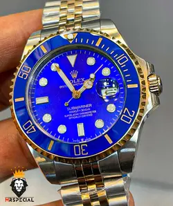 ساعت مچی مردانه رولکس ساب مارینر صفحه ابی استیل دو رنگ رزگلد 01027 Rolex Sub mariner - فروشگاه ساعت مستر اسپشیال