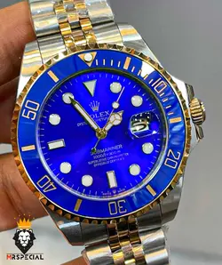 ساعت مچی مردانه رولکس ساب مارینر صفحه ابی استیل دو رنگ رزگلد 01027 Rolex Sub mariner - فروشگاه ساعت مستر اسپشیال