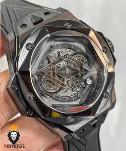 ساعت مچی مردانه هابلوت کهکشانی مشکی پشت شیشه ای HUBLOT Sang Bleu 0933 - فروشگاه ساعت مستر اسپشیال
