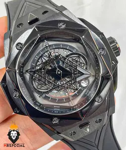 ساعت مچی مردانه هابلوت کهکشانی مشکی پشت شیشه ای HUBLOT Sang Bleu 0933 - فروشگاه ساعت مستر اسپشیال