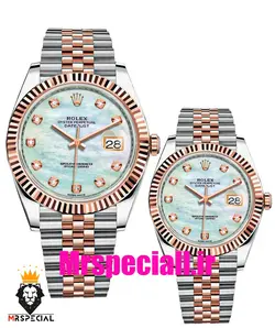 ست ساعت مچی رولکس مدل دیت جاست دو رنگ رزگلد صفحه سفید 5700 Rolex Datejust8 - فروشگاه ساعت مستر اسپشیال