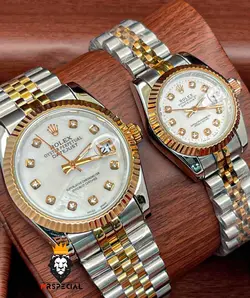 ست ساعت مچی رولکس مدل دیت جاست دو رنگ رزگلد صفحه سفید 5700 Rolex Datejust8 - فروشگاه ساعت مستر اسپشیال