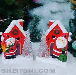 کلبه چراغدار مدل بابانوئل و ادم برفی