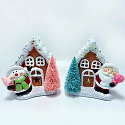 کلبه چراغدار کریسمس مدل بابانوئل و ادم برفی