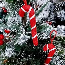 اویز عصا بابانوئل قرمز سفید سایزبندی