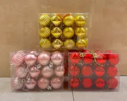 اویز گوی طلایی کریسمس 24 عددی قطر 4 سانت