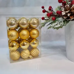 اویز گوی طلایی کریسمس 24 عددی قطر 4 سانت