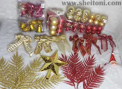 پک تزیینات قرمز طلایی مناسب درخت های بزرگ کد 48