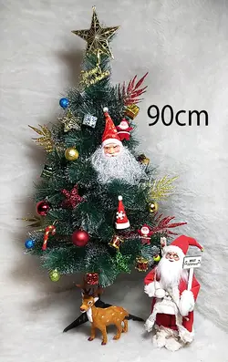 درخت 90 نوک برفی با تزیینات بابانوئل و گوزن