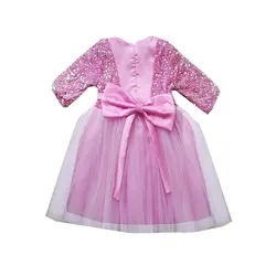 پیراهن دخترانه مجلسی پولکی (صورتی)