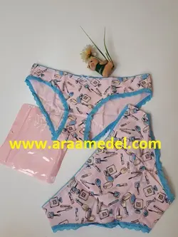 شورت فانتزی نخی صورتی نوار آبی