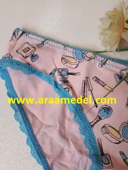 شورت فانتزی نخی صورتی نوار آبی