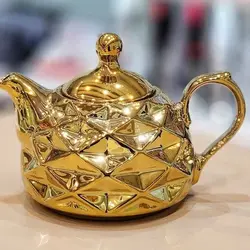 قوری چینی طلایی آبکاری شده با کیفیت بالا