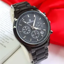 ساعت مچی مردانه مشکی صفحه مشکی ۳موتور فعال و تاریخ دار redear