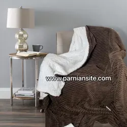 پتو ببعی (پتو گوسفندی) دونفره قهوه ای