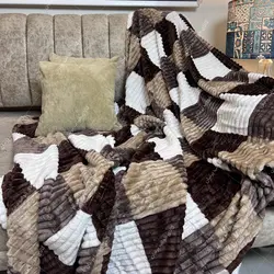 پتو مسافرتی پلیسه دونفره طرح چهارخانه کد 29